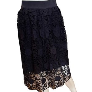 Ann Taylor Crochet Skirt NWT Size 12 Navy blue cotton ~ Beauty